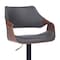 Armen Living Aspen Adjustable Swivel Gray Faux Leather and Walnut Wood Bar Stool with Black Base LCASBAWABLGR - alternate 6